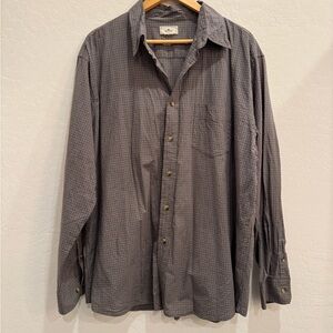 Dockers Men's Dark Gray Plaid Button Down Shirt